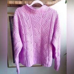 J. Crew Lilac Pink Cable Knit Turtleneck Sweater